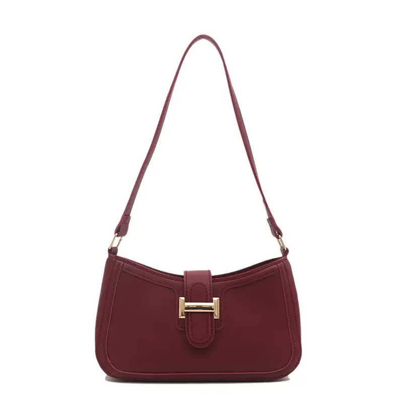 White Korean Style Shoulder Bag with Belt Buckle - Image 3