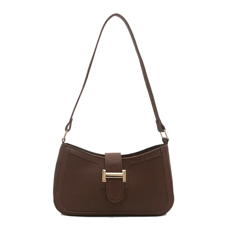White Korean Style Shoulder Bag with Belt Buckle - Image 4