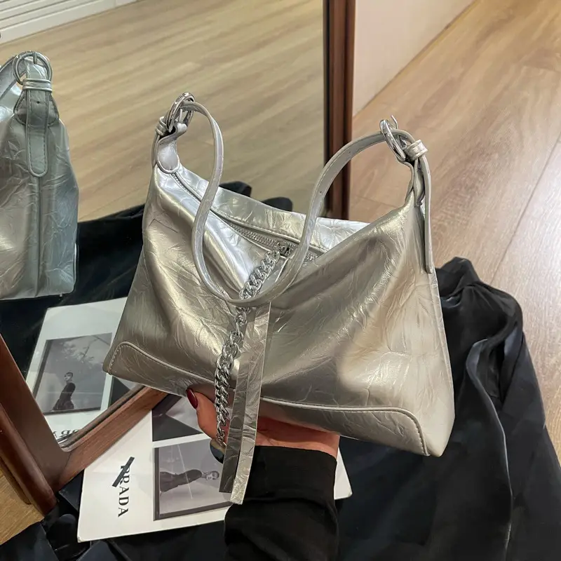 Women's Black Leather Shoulder Crossbody Bag Spring Summer 2025 - Image 3