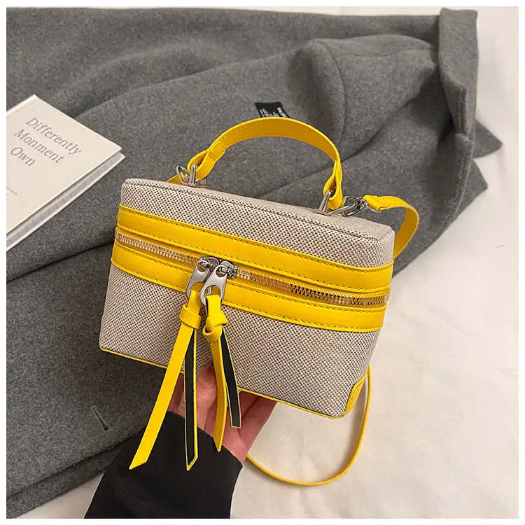 Pink Grey Contrast Stitching Shoulder Bag 2025 - Image 2