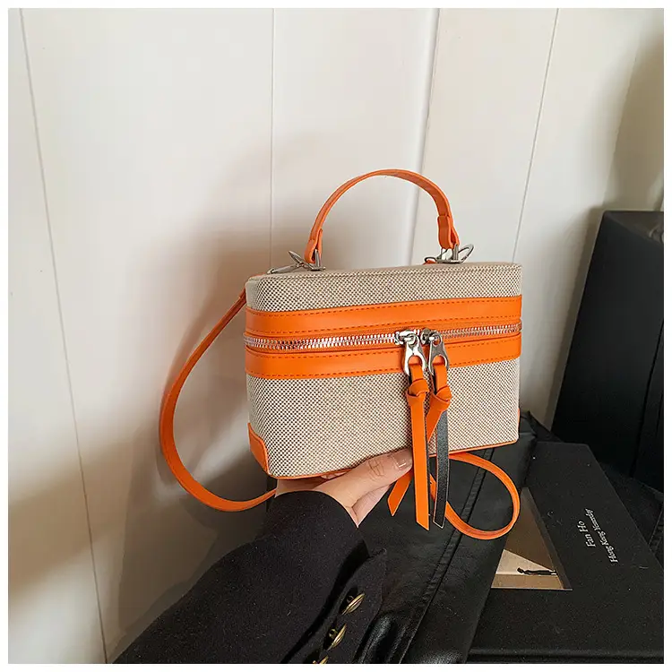 Pink Grey Contrast Stitching Shoulder Bag 2025 - Image 5
