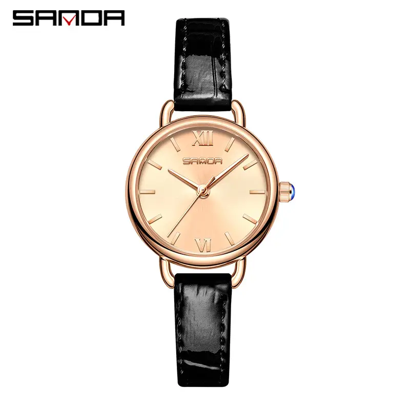 Sanda Quartz Women's Rose Gold Mesh Watch Small Green - Image 5