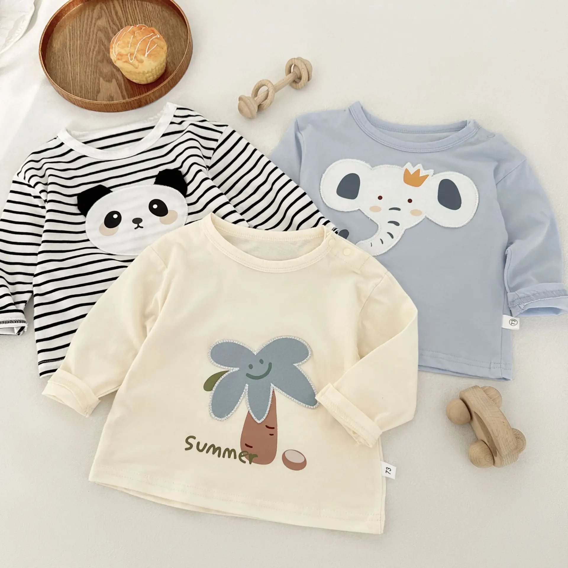 Baby Long Sleeve T-shirt Light Blue Elephant Print - Image 7