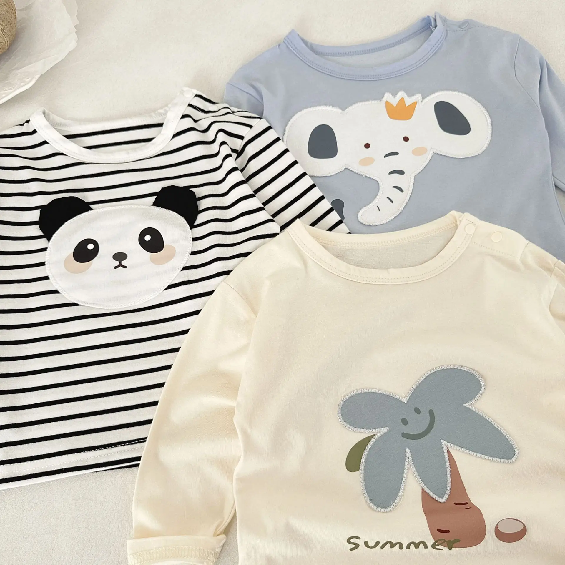 Baby Long Sleeve T-shirt Light Blue Elephant Print - Image 8