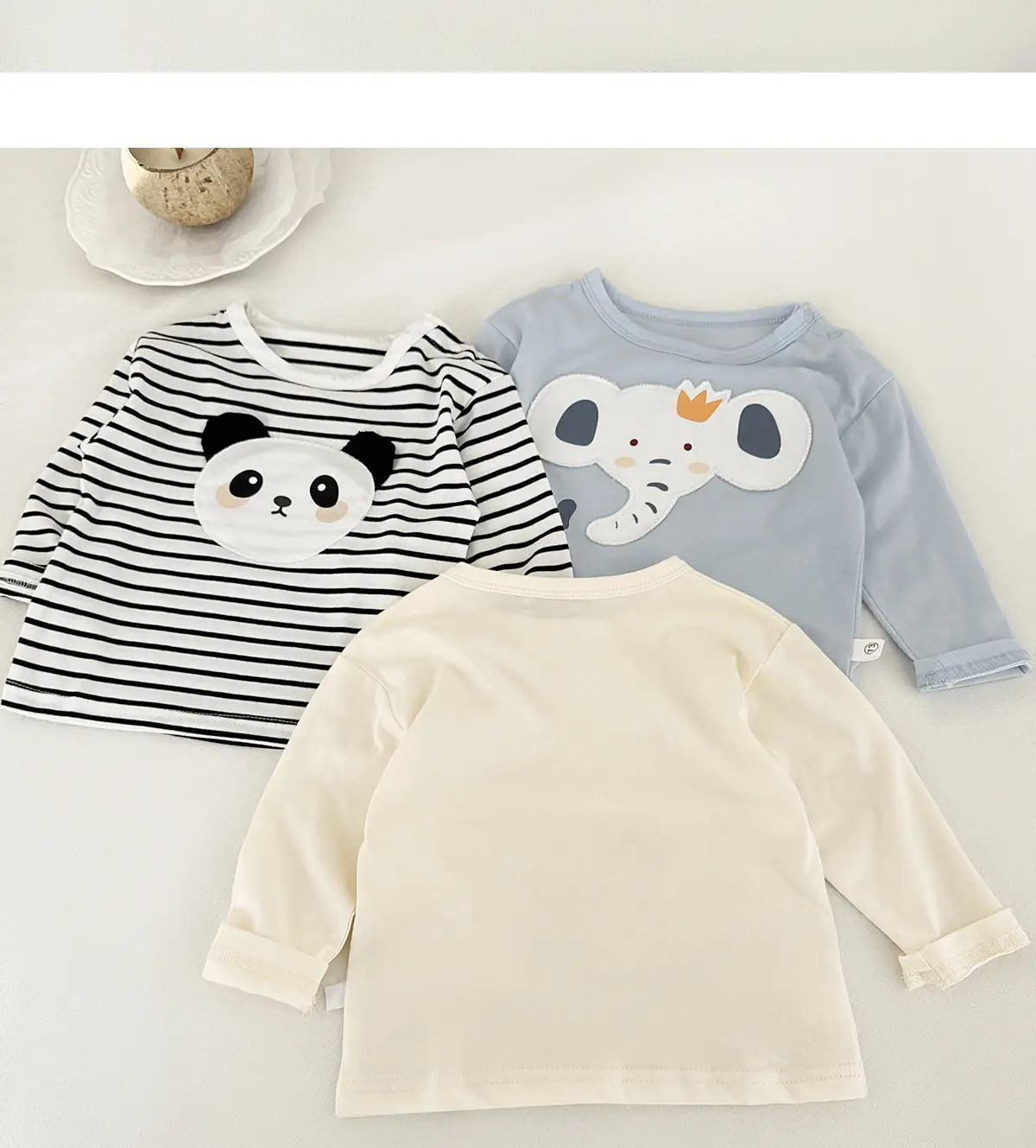 Baby Long Sleeve T-shirt Light Blue Elephant Print — feature 10