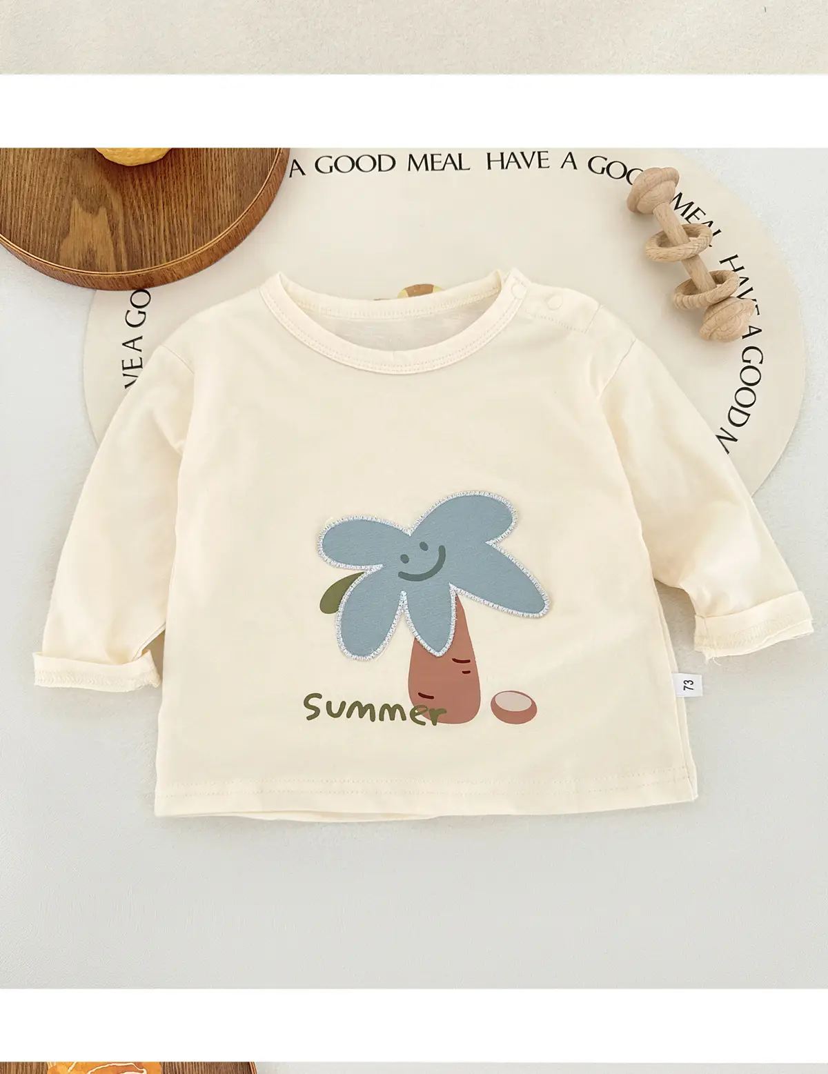 Baby Long Sleeve T-shirt Light Blue Elephant Print — feature 12