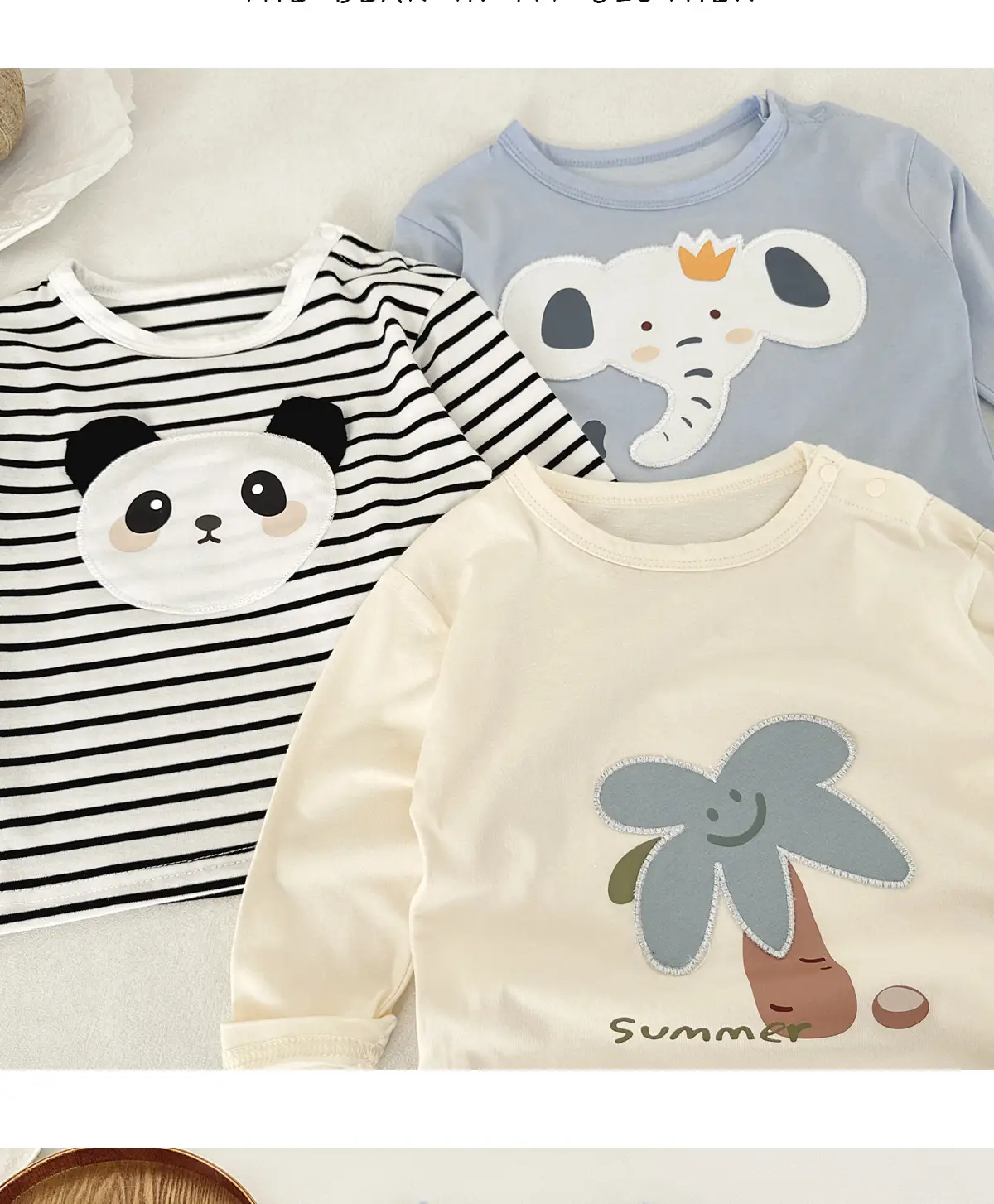 Baby Long Sleeve T-shirt Light Blue Elephant Print — feature 7