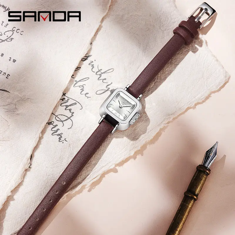 Sanda Light Luxury Women's Quartz Watch Small Square Silver Band - Image 8
