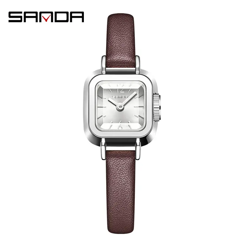 Sanda Light Luxury Women's Quartz Watch Small Square Silver Band - Image 4