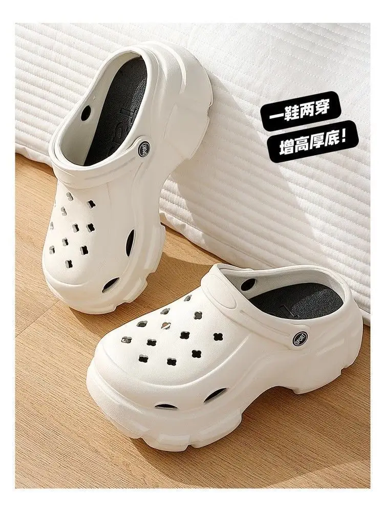 Fashion Sweet Cartoon Slippers Women's Autumn and Winter Outer Wear EVA Height Increased Thick Bottom fleece-lined Warm Non-slip Hole Female No — feature 18