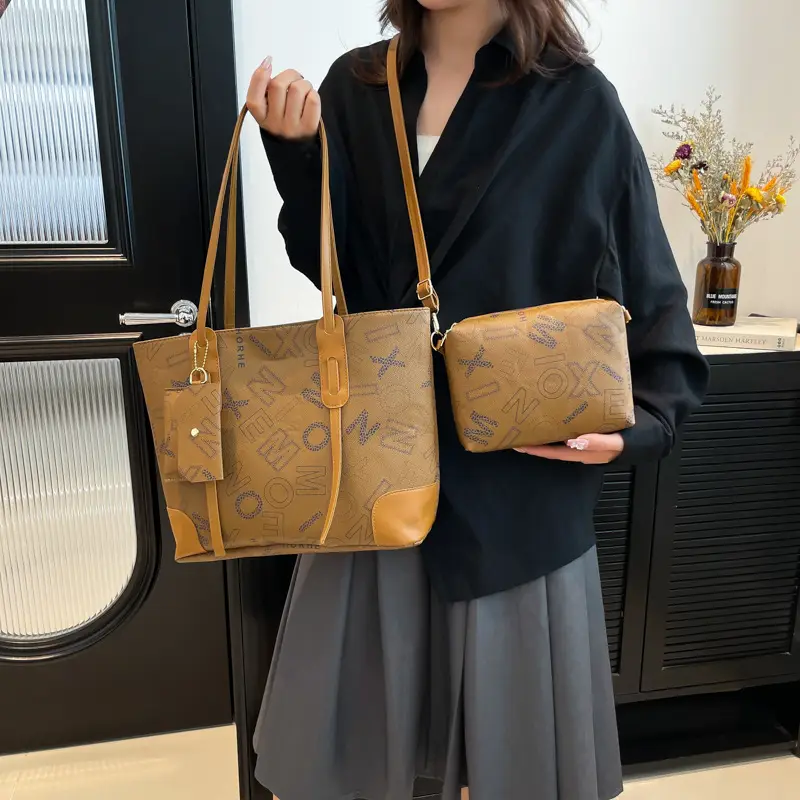 Vintage Monogram Shoulder Bag & Wallet Set for Women - Image 9
