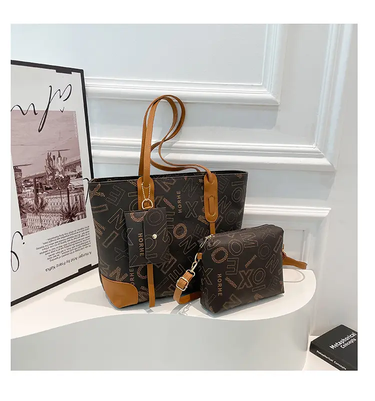 Vintage Monogram Shoulder Bag & Wallet Set for Women - Image 5