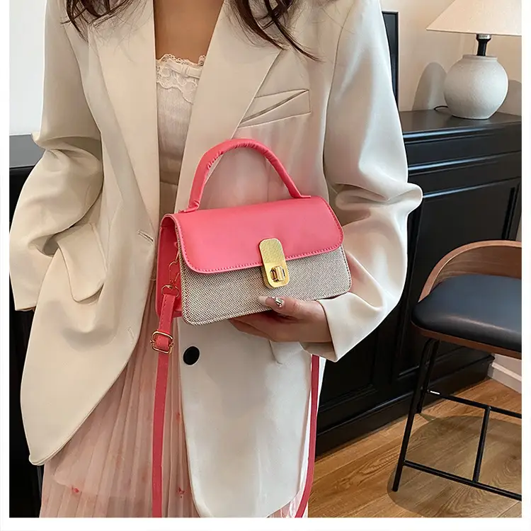 Women's Pink Crossbody Bag with Gold Clasp 2025 New Arrival — feature 17
