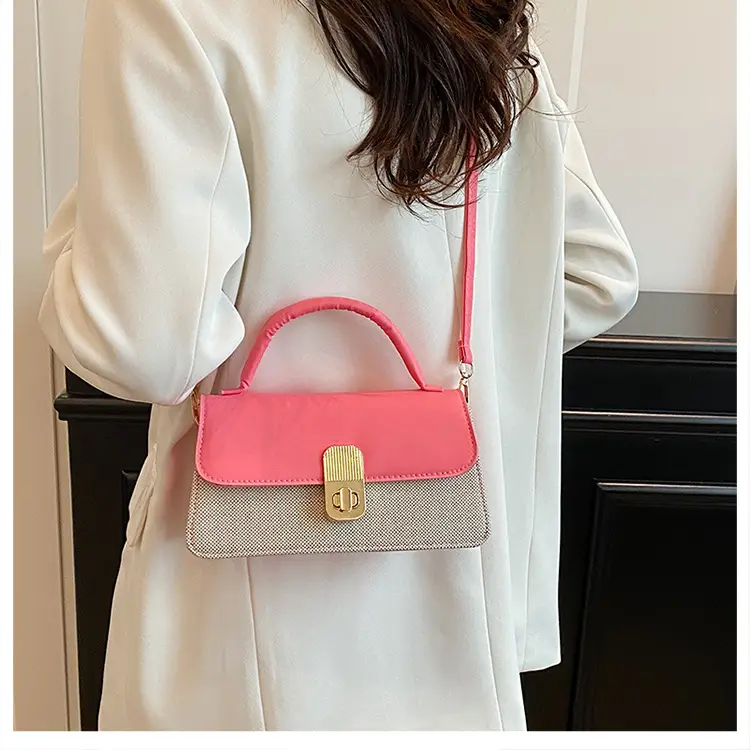 Women's Pink Crossbody Bag with Gold Clasp 2025 New Arrival — feature 19