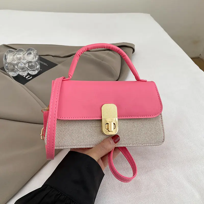 Women's Pink Crossbody Bag with Gold Clasp 2025 New Arrival - Image 2