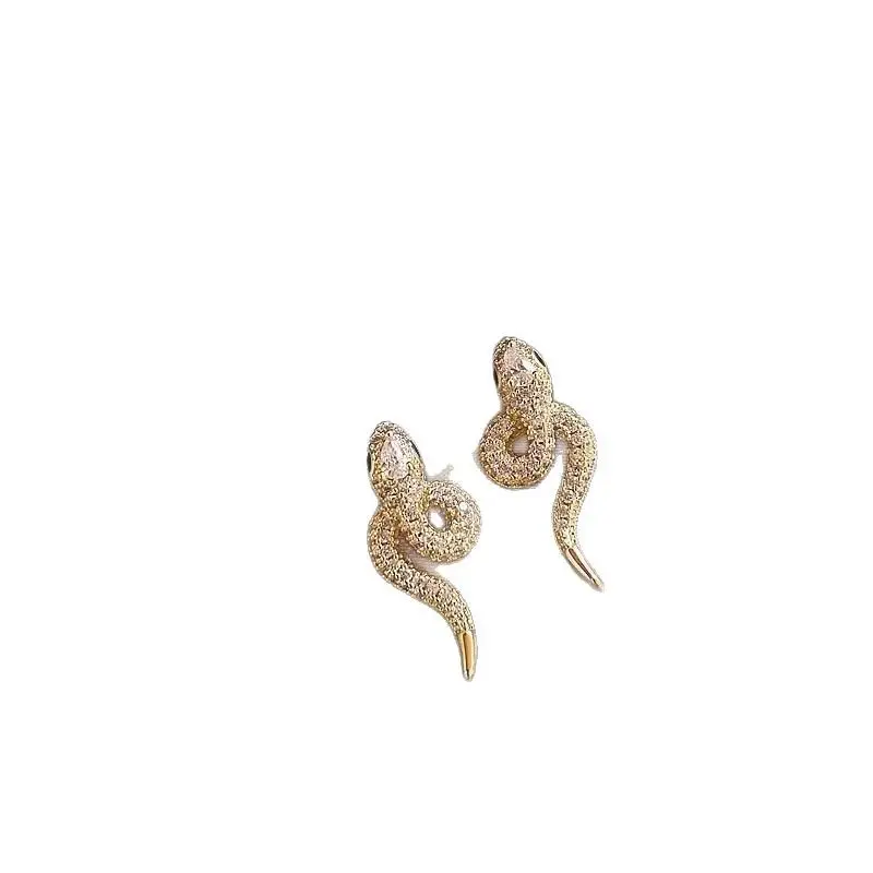 Full Diamond Snake Earrings Women Gold Plated - Image 6