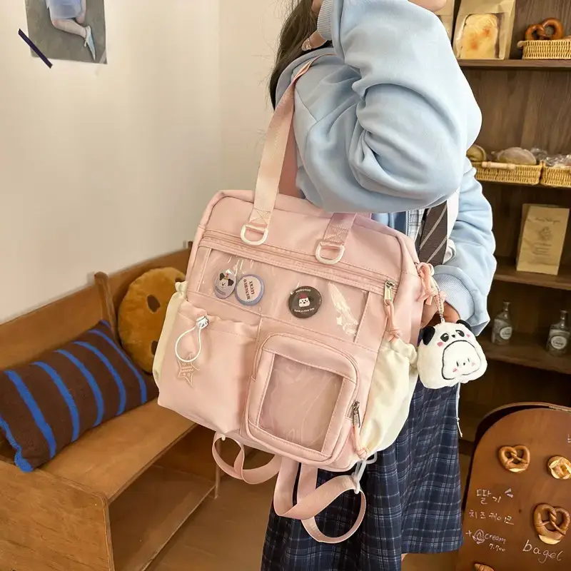 Cute Pink Crossbody Bag for Girls Large Capacity Tote Bag - Image 6