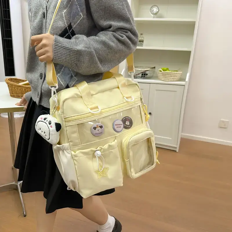Cute Pink Crossbody Bag for Girls Large Capacity Tote Bag - Image 7