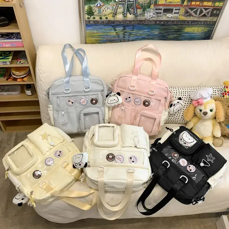 Cute Pink Crossbody Bag for Girls Large Capacity Tote Bag - Image 9
