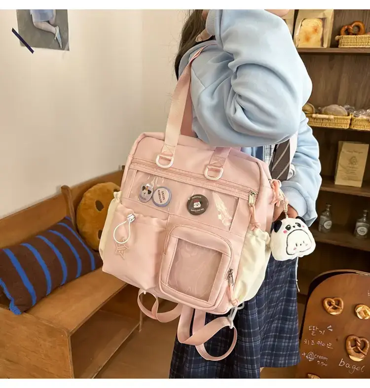 Cute Pink Crossbody Bag for Girls Large Capacity Tote Bag — feature 18