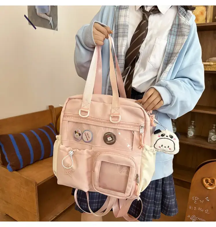 Cute Pink Crossbody Bag for Girls Large Capacity Tote Bag — feature 20