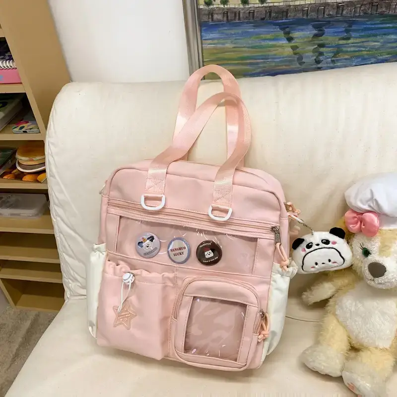 Cute Pink Crossbody Bag for Girls Large Capacity Tote Bag - Image 2