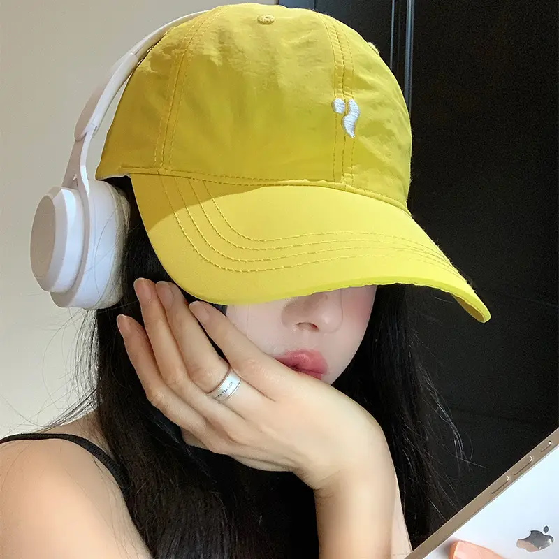 Women Yellow Baseball Cap Wide Brim Peaked Cap - Image 5