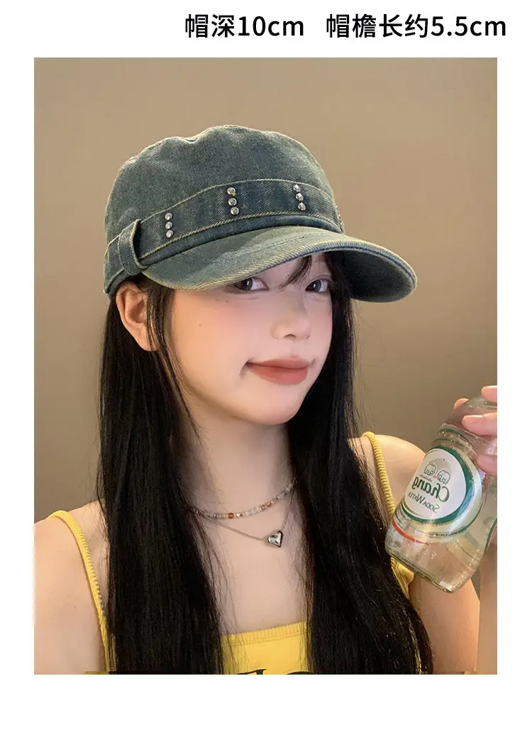 Korean Style Denim Cap Women Rivet Big Head — feature 9