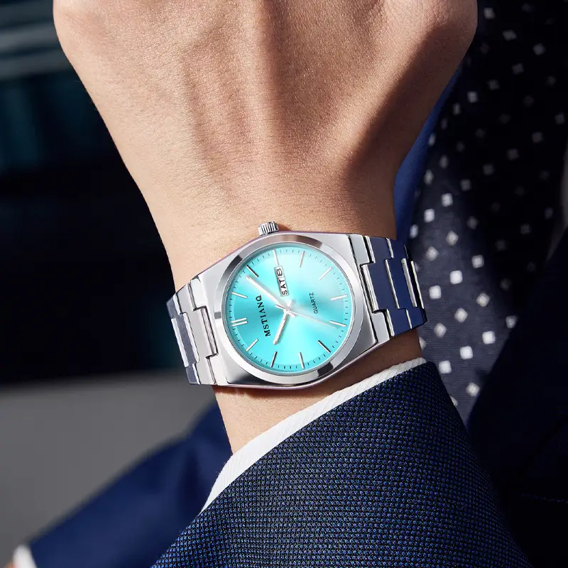Men's Luminous Quartz Watch with Silver Buckle Set - Image 10
