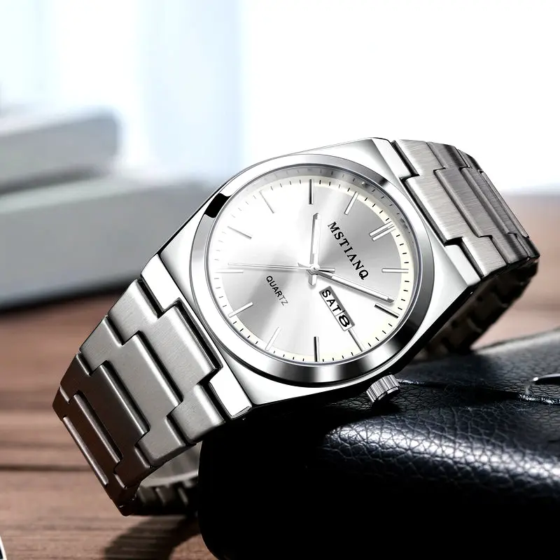 Men's Luminous Quartz Watch with Silver Buckle Set - Image 2