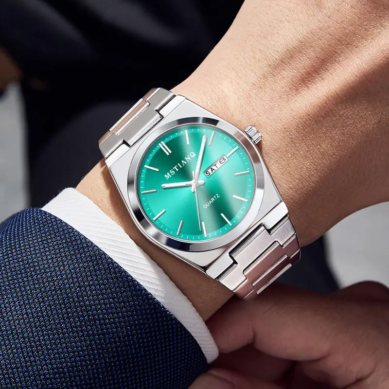 Men's Luminous Quartz Watch with Silver Buckle Set - Image 3