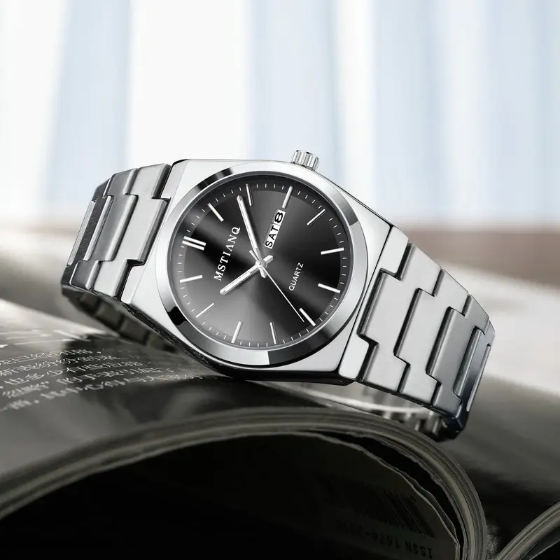 Men's Luminous Quartz Watch with Silver Buckle Set - Image 5