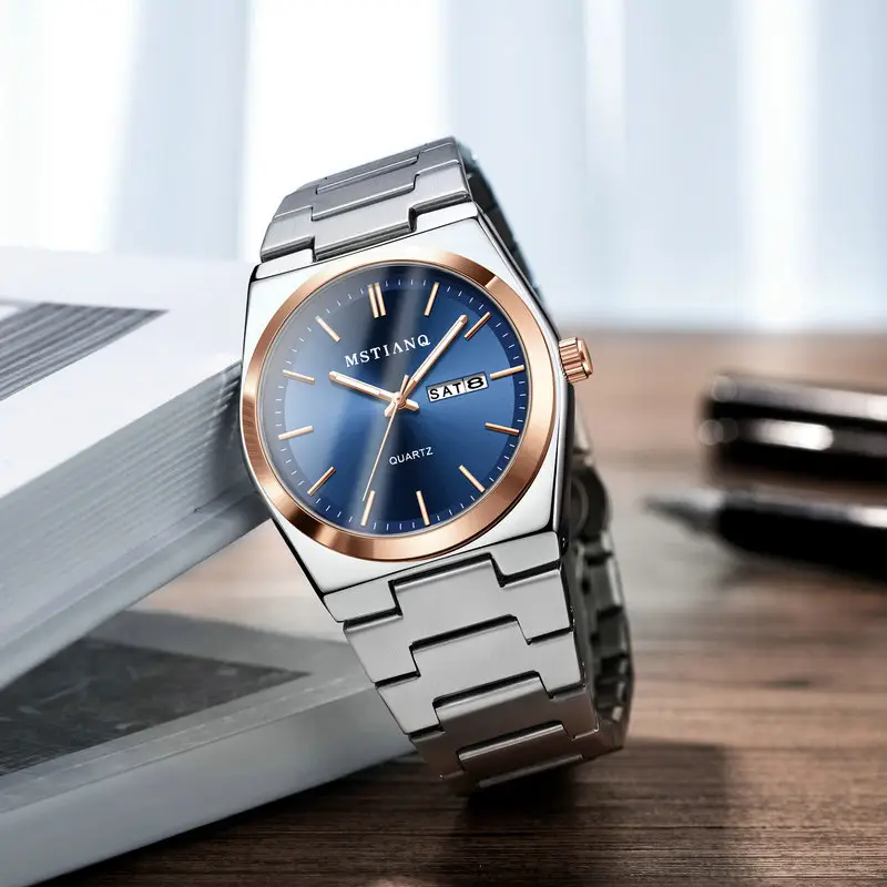 Men's Luminous Quartz Watch with Silver Buckle Set - Image 6