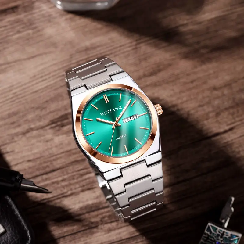 Men's Luminous Quartz Watch with Silver Buckle Set - Image 7