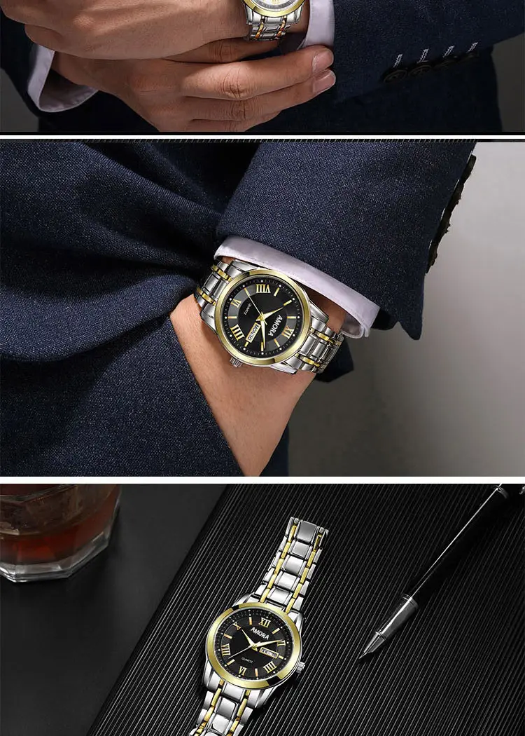 Men's Roman Numeral Watch with Gold Plated Band — feature 12