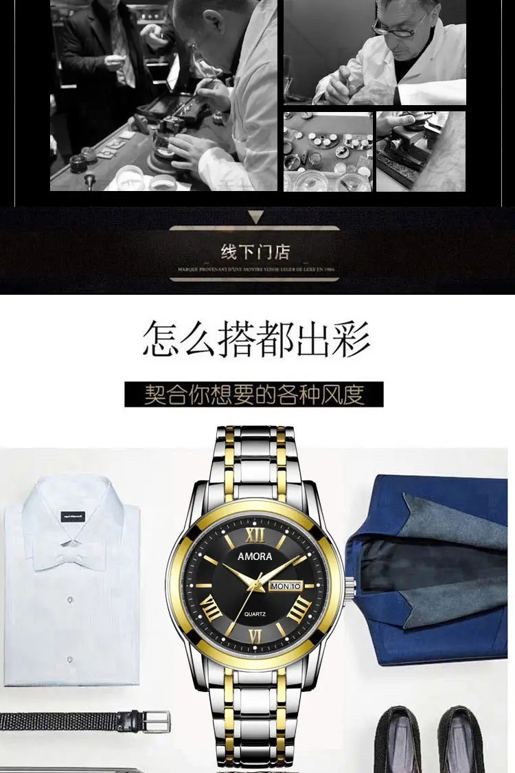 Men's Roman Numeral Watch with Gold Plated Band — feature 14