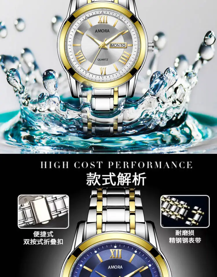 Men's Roman Numeral Watch with Gold Plated Band — feature 9