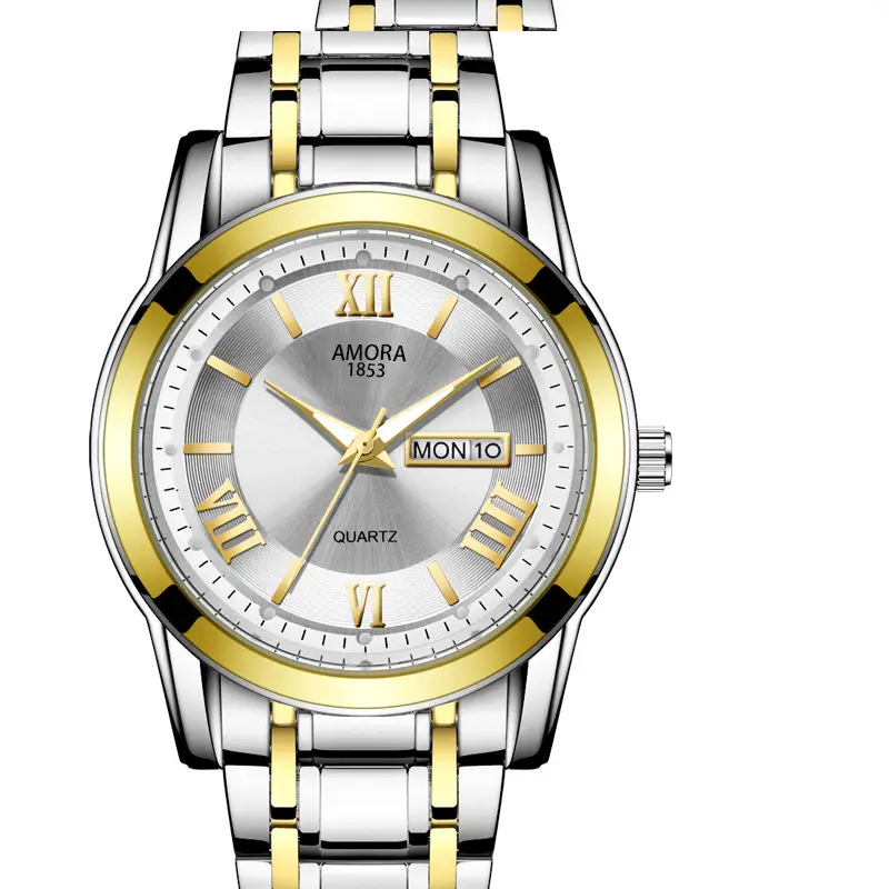 Men's Roman Numeral Watch with Gold Plated Band - Image 2
