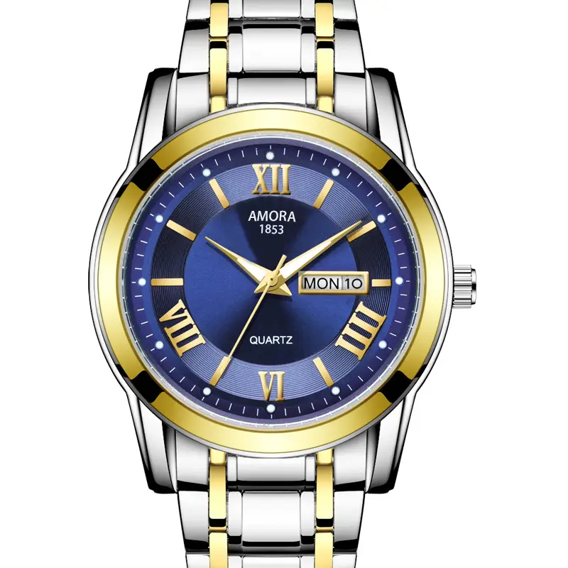 Men's Roman Numeral Watch with Gold Plated Band - Image 4