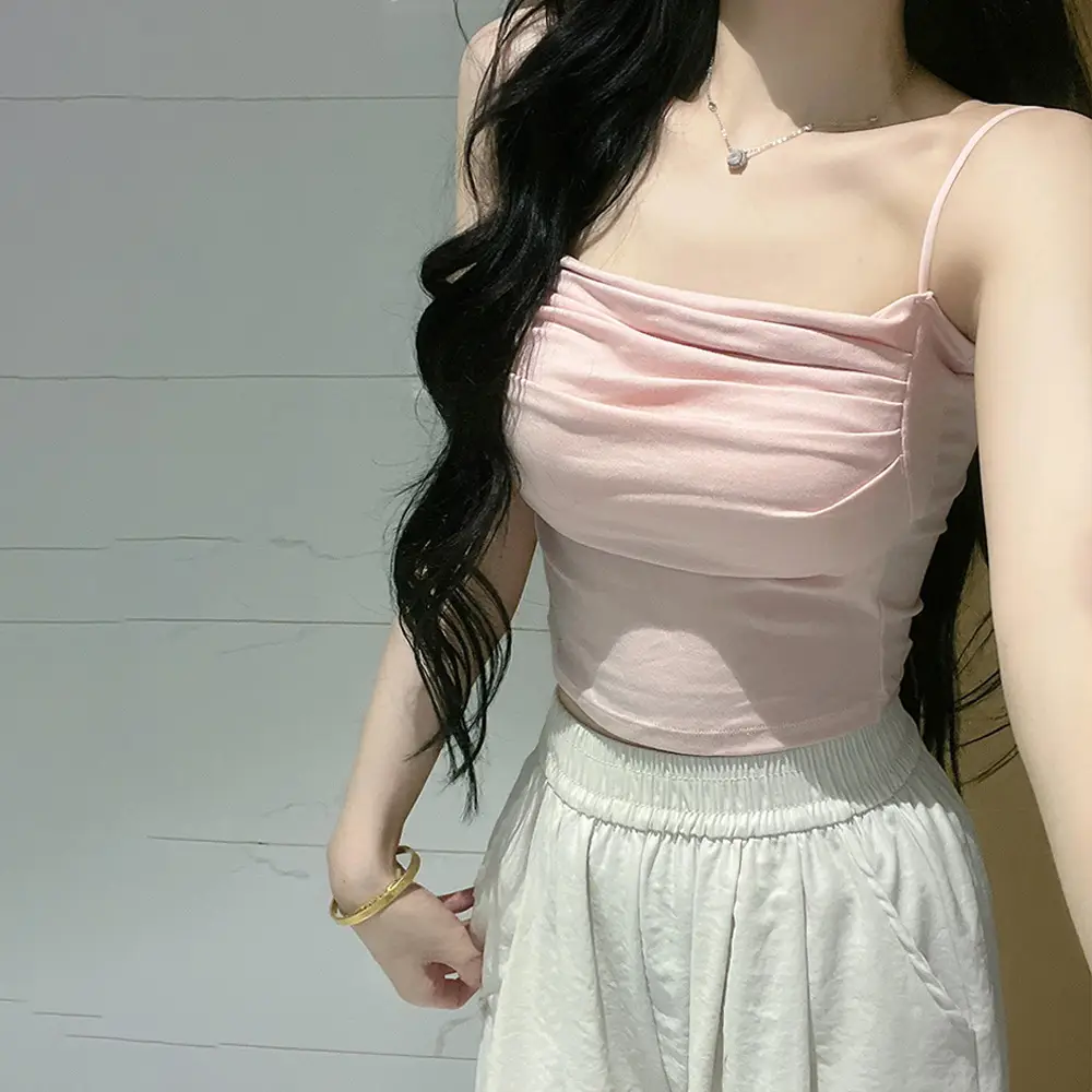 Pleated Camisole with Beautiful Back Design, Padded Bustier, Slim-Fit Base Layer, Bust-Enhancing Tube Top, Backless Inner Wear