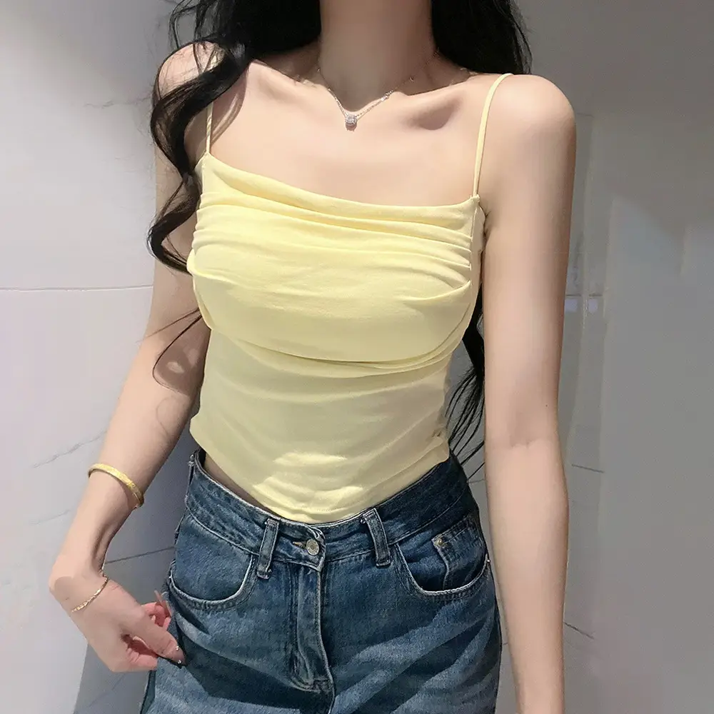 Pleated Camisole with Beautiful Back Design, Padded Bustier, Slim-Fit Base Layer, Bust-Enhancing Tube Top, Backless Inner Wear