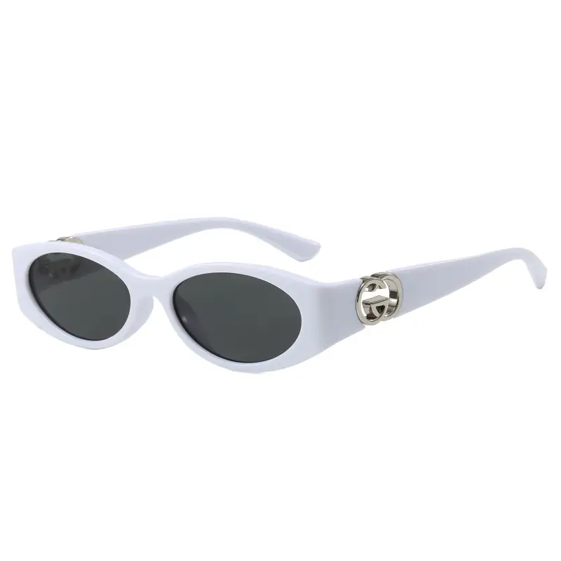 2025 White Oval Sunglasses with Crystal Clasp - Image 14