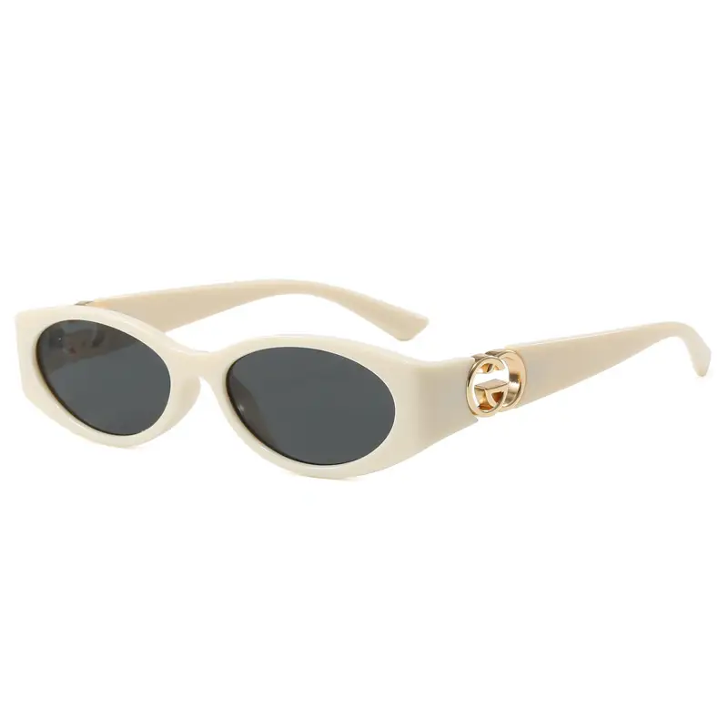 2025 White Oval Sunglasses with Crystal Clasp - Image 5