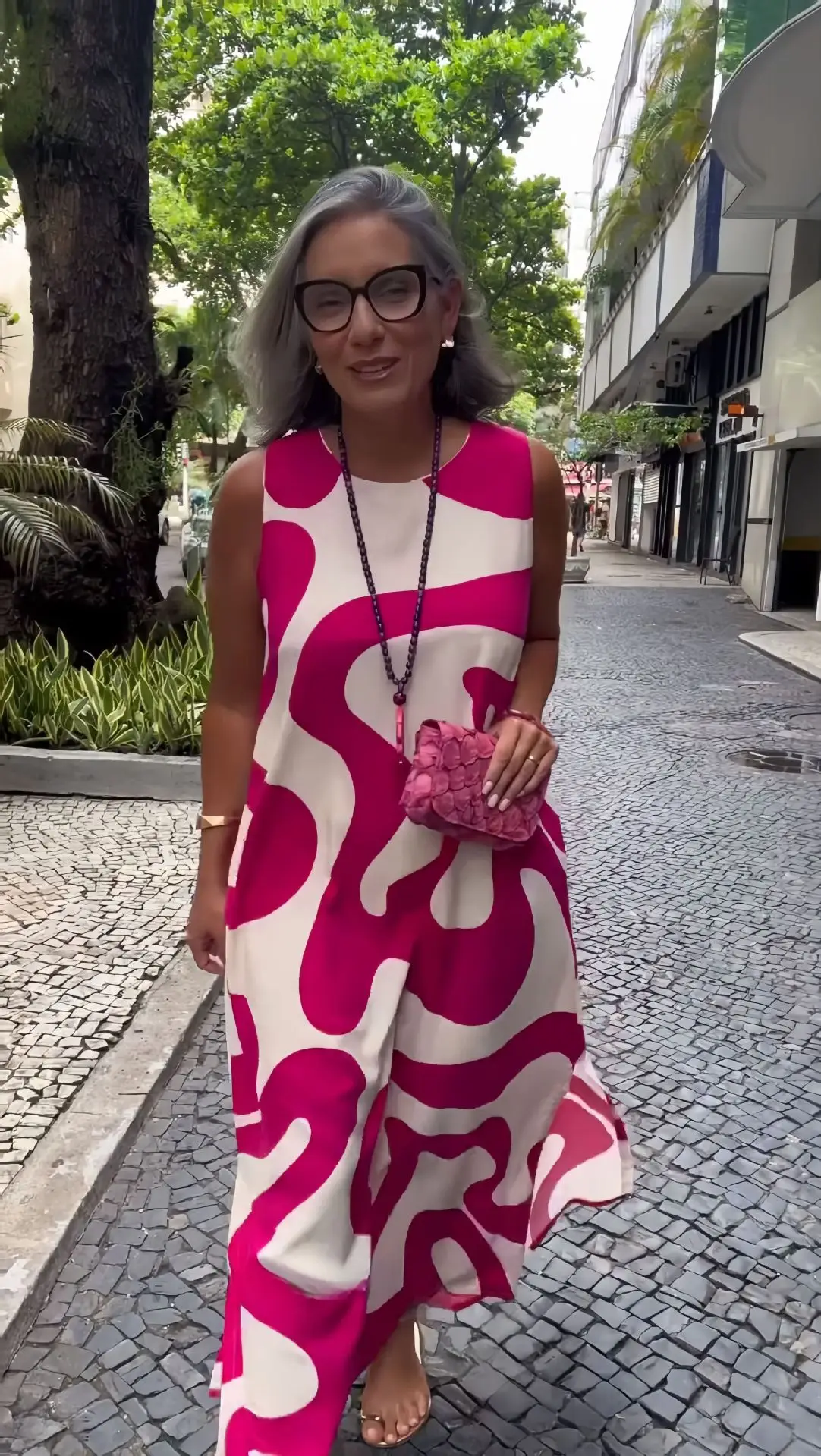European American Printed V-Neck Sleeveless Dress — feature 10