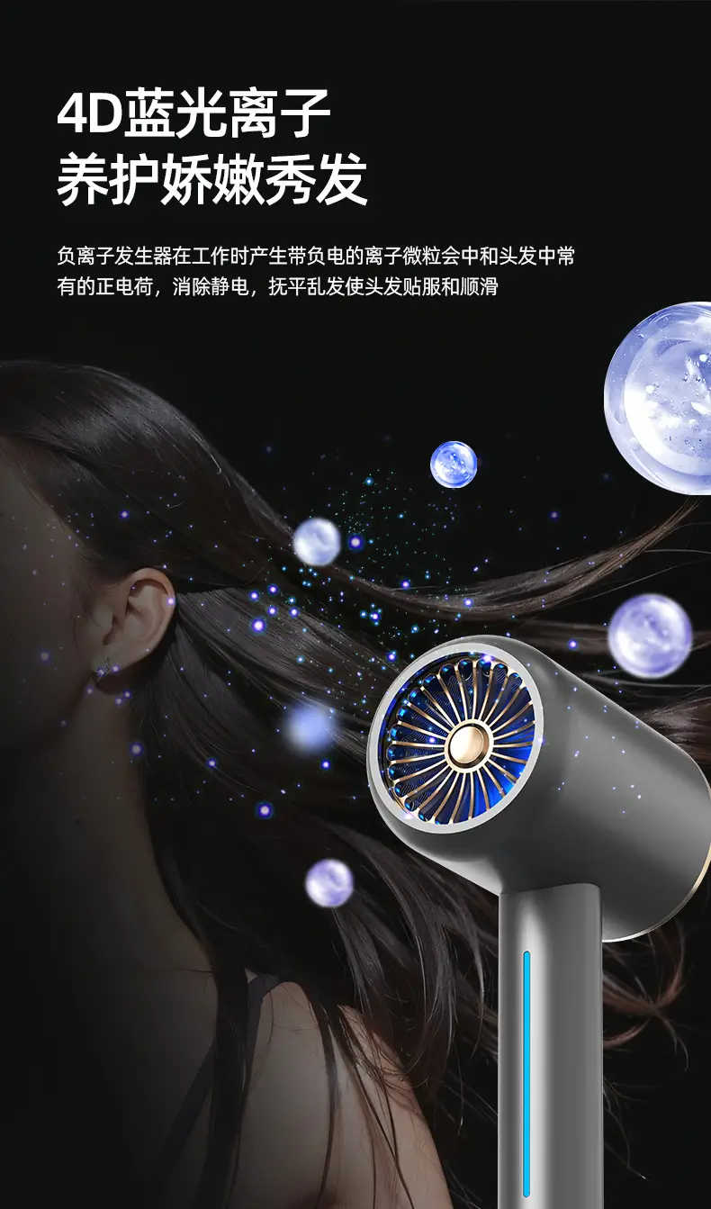 Blue Negative Ions Hair Dryer with Big Wind — feature 11