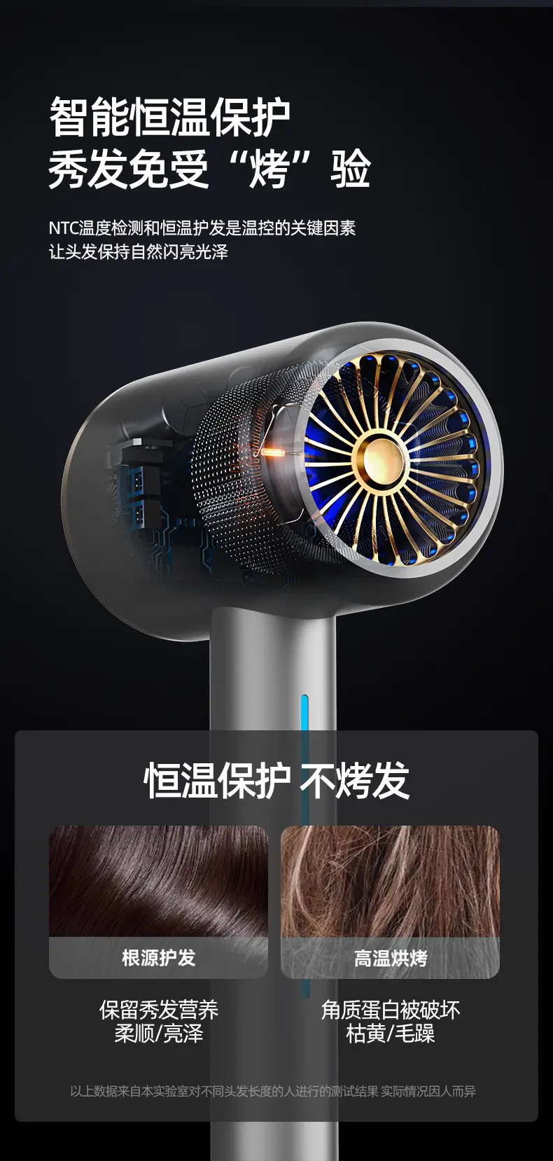 Blue Negative Ions Hair Dryer with Big Wind — feature 17
