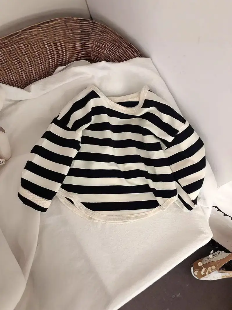 Korean Striped Long Sleeve T-Shirt for Boys Girls - Image 5