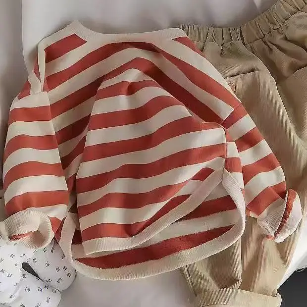 Korean Striped Long Sleeve T-Shirt for Boys Girls — feature 12