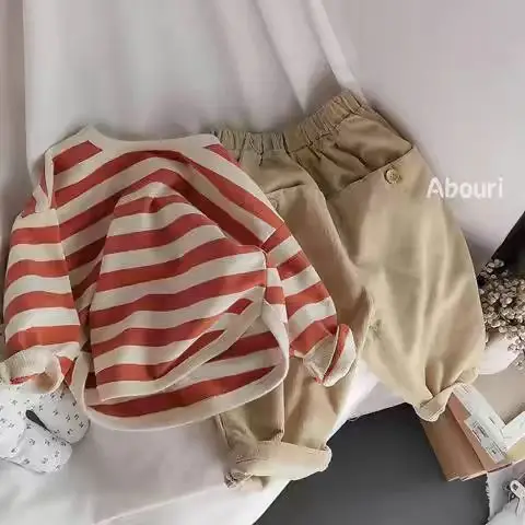 Korean Striped Long Sleeve T-Shirt for Boys Girls — feature 7
