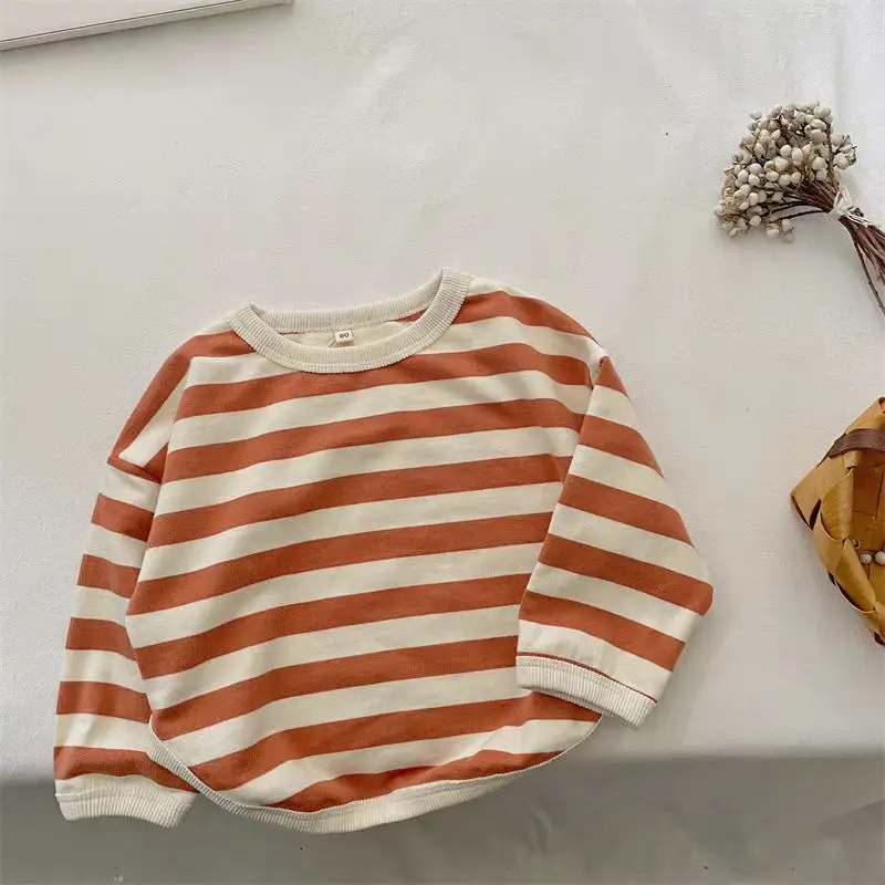 Korean Striped Long Sleeve T-Shirt for Boys Girls - Image 2